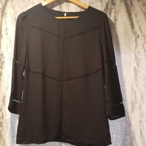 Banana Republic Black Top with Lace Inset. NWOT